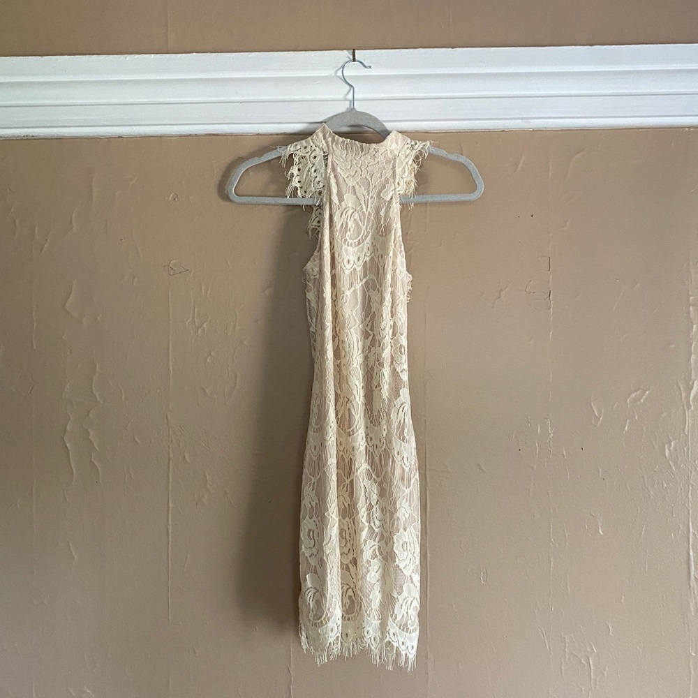 Lace High neck tight dress